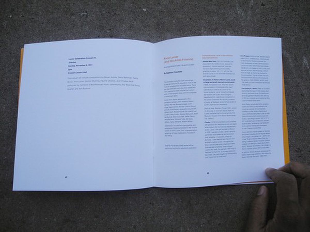 Alvin Lucier: A Celebration programme