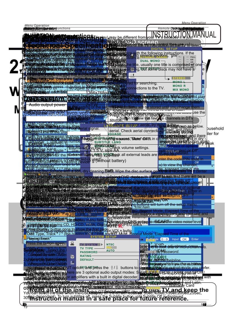 Instruction manual for the Neon C2370F TV and DVD player